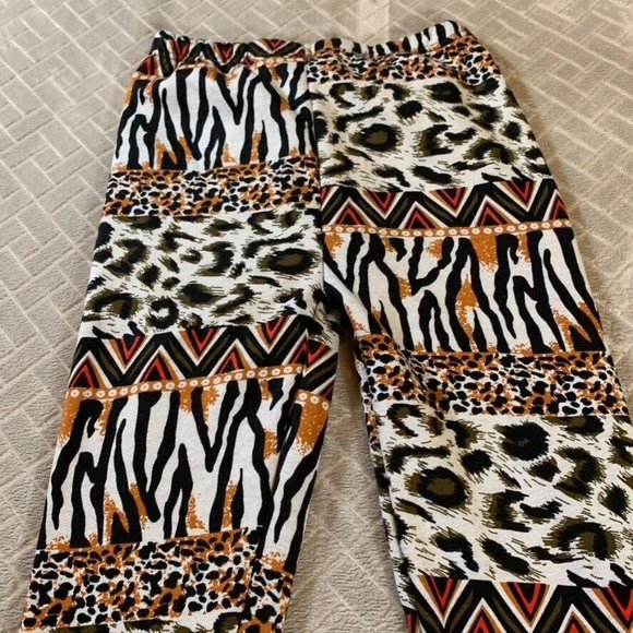 True Rock Womens Small Leggings Cozy Faux Fur Lined Animal Print Pull On Pants - Picture 9 of 11